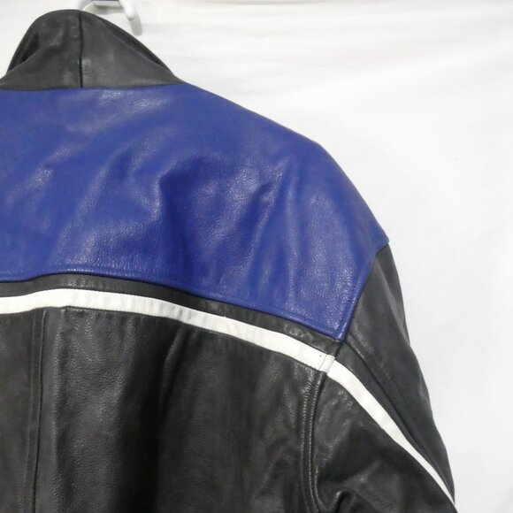 Vintage | MILAN | xl - extra large | Men's Leather Jacket | Black - Blue - White - Picture 12 of 16